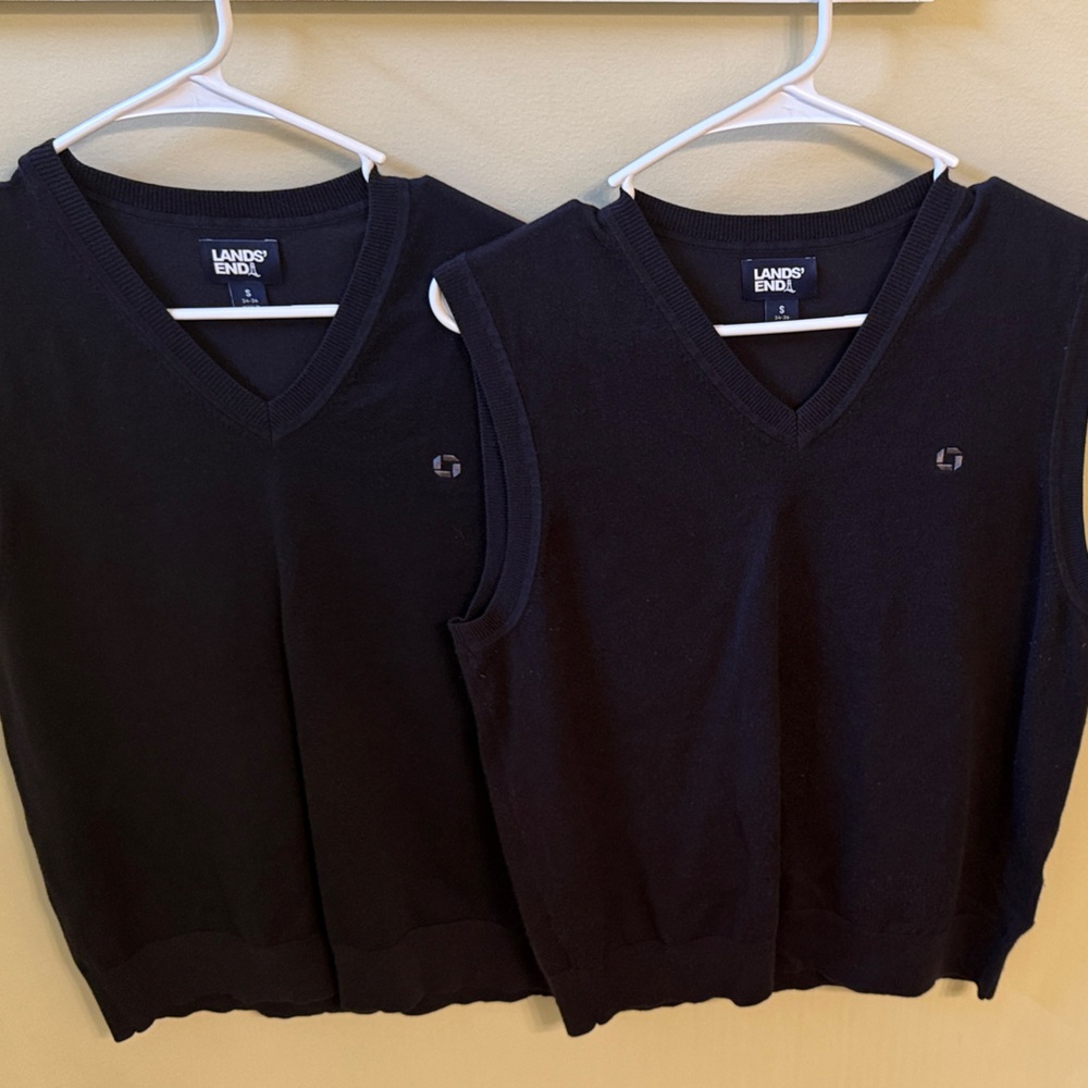Lands' End Black V-Neck Sweater Vest